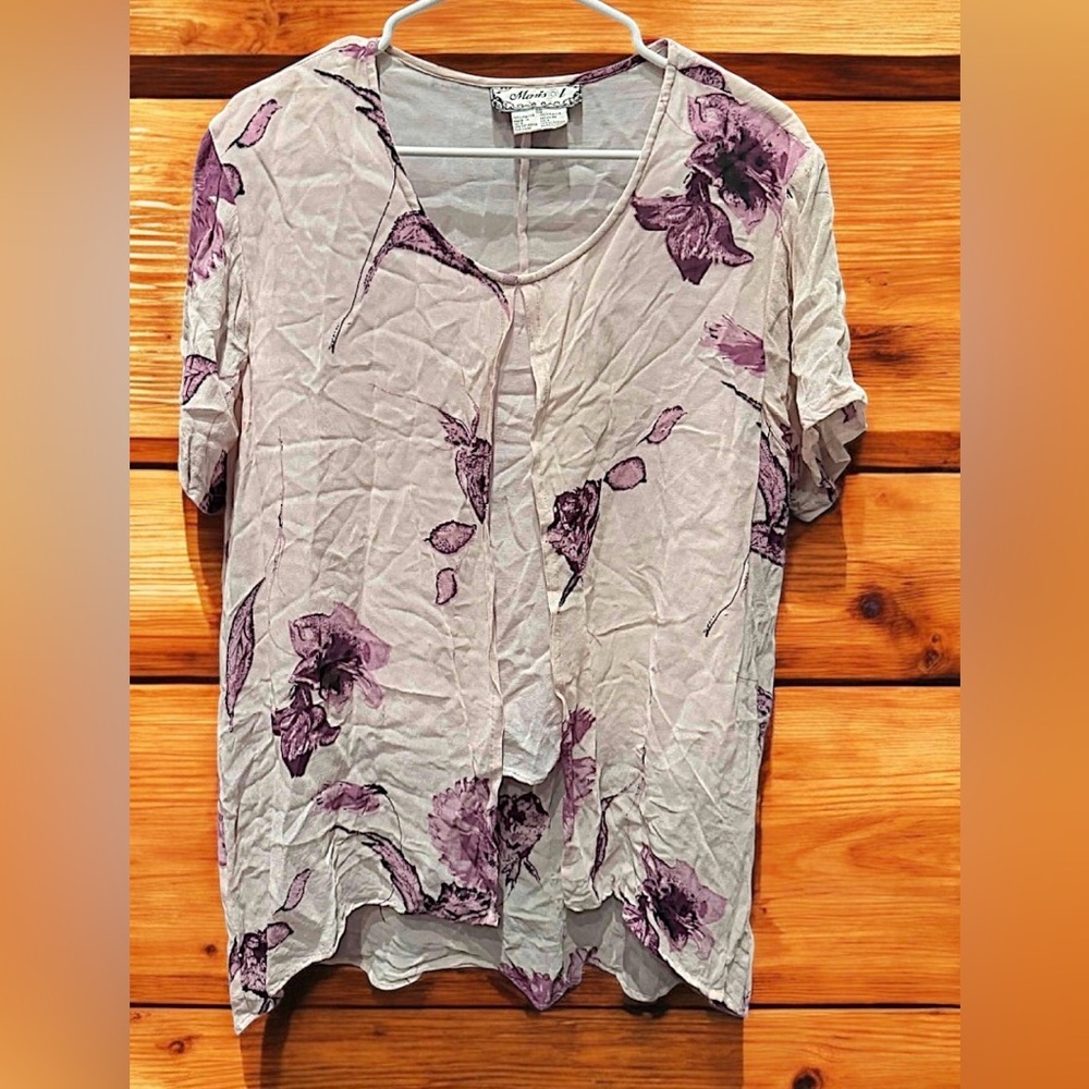 Marisol Elegant Floral Sheer Blouse MEDIUM
